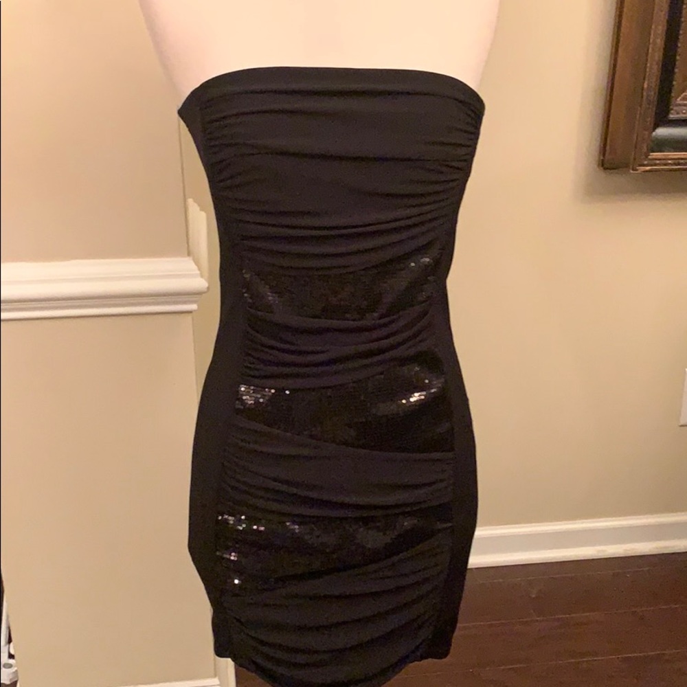 BCBGeneration strapless black with sequins dress